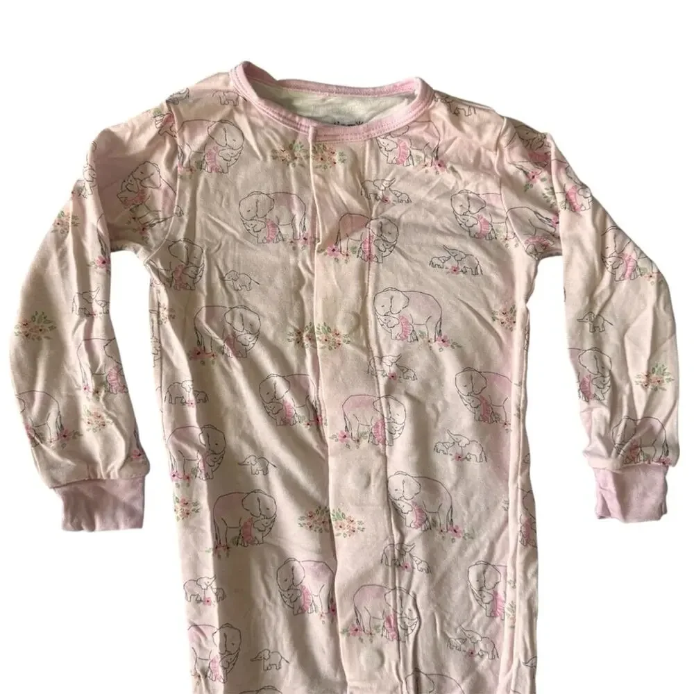 Two Magnetic Me Floral & Pink Elephants Footie Sleepwear Modal Size 9-12 & 12-18